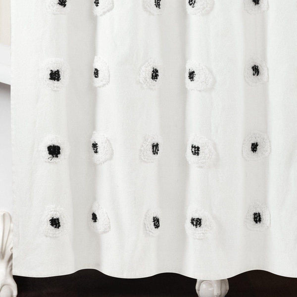 Boho Circle Tufted Yarn Dyed Recycled Cotton Blend Shower Curtain