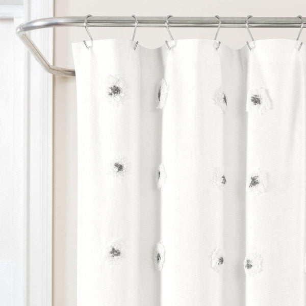 Boho Circle Tufted Yarn Dyed Recycled Cotton Blend Shower Curtain