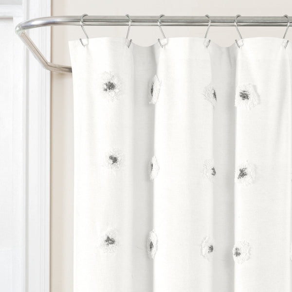 Boho Circle Tufted Yarn Dyed Recycled Cotton Blend Shower Curtain