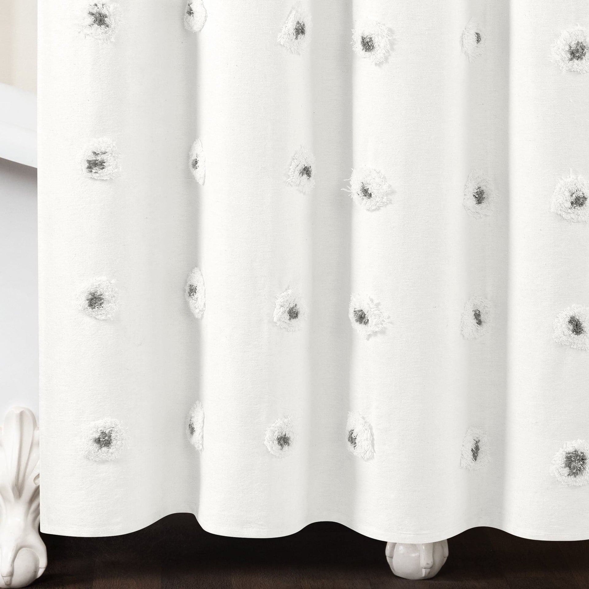 Boho Circle Tufted Yarn Dyed Recycled Cotton Blend Shower Curtain