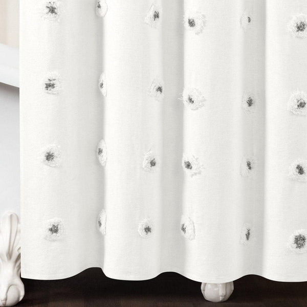 Boho Circle Tufted Yarn Dyed Recycled Cotton Blend Shower Curtain