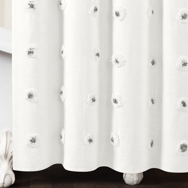 Boho Circle Tufted Yarn Dyed Recycled Cotton Blend Shower Curtain