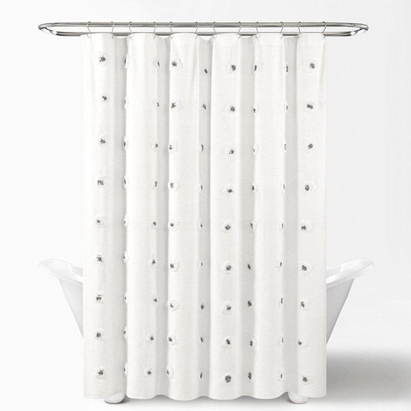 Boho Circle Tufted Yarn Dyed Recycled Cotton Blend Shower Curtain