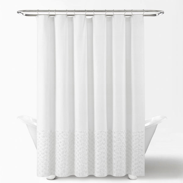 Boho Polka Dot Yarn Dyed Recycled Cotton Blend Shower Curtain