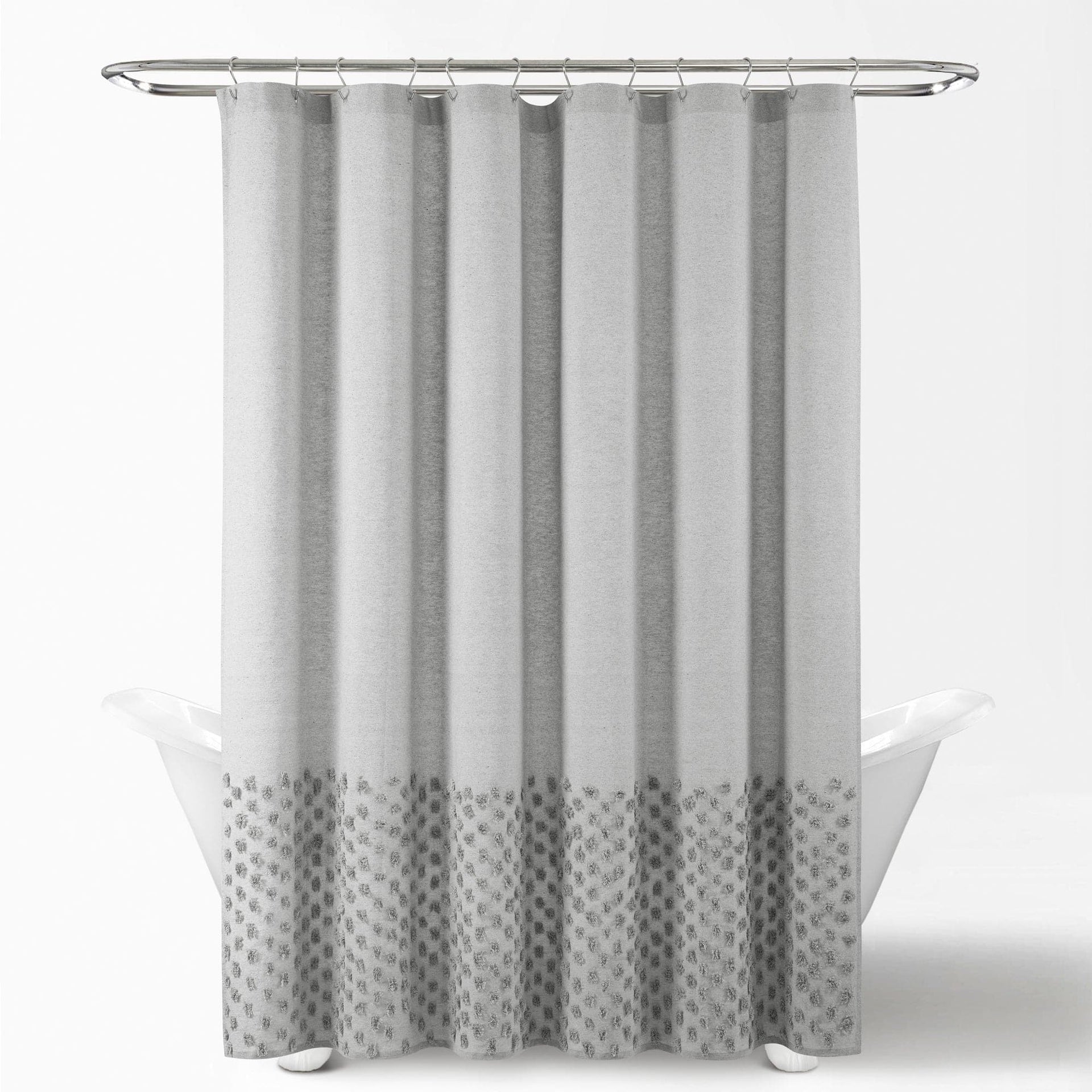 Boho Polka Dot Yarn Dyed Recycled Cotton Blend Shower Curtain