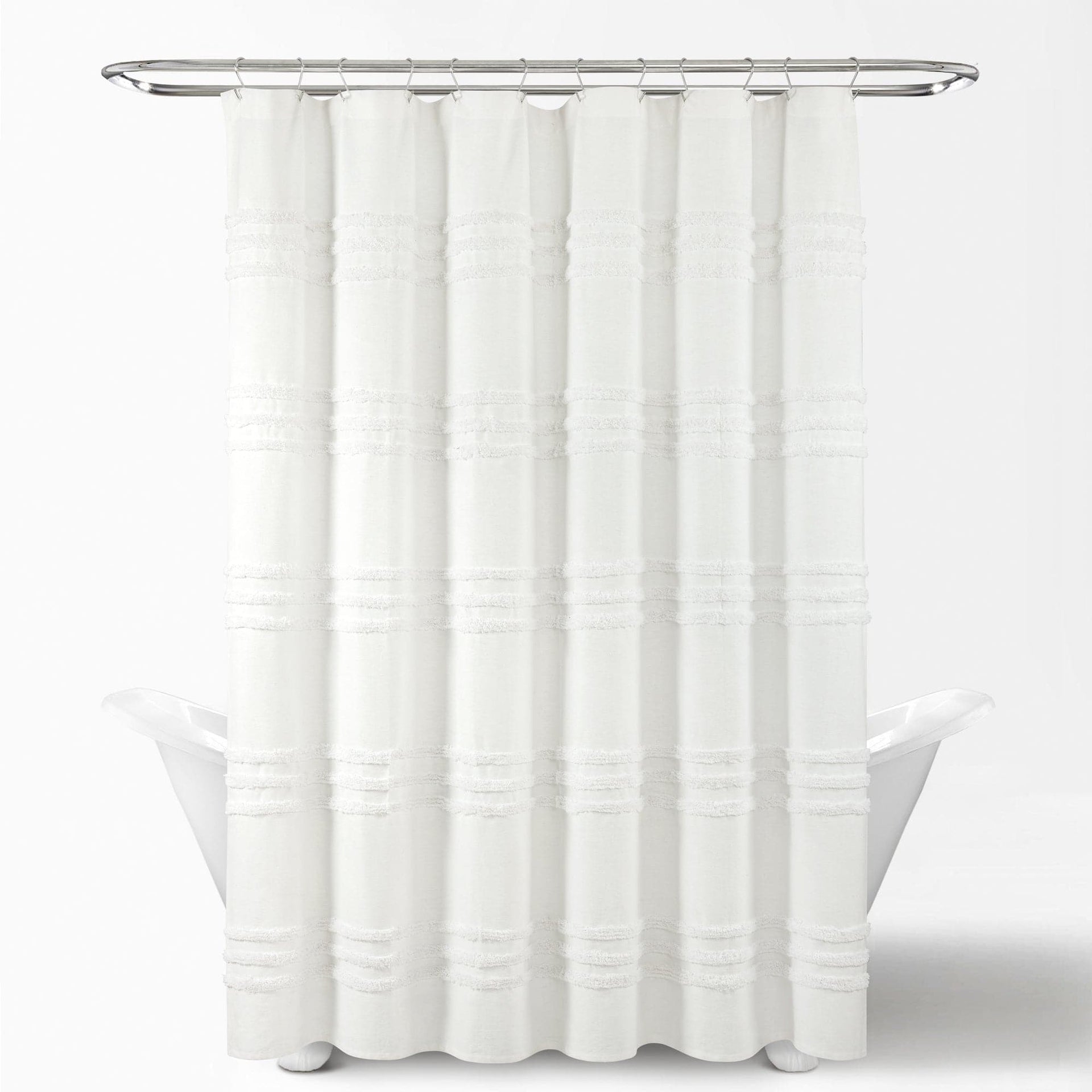 Boho Kendra Tufted Yarn Dyed Recycled Cotton Blend Shower Curtain