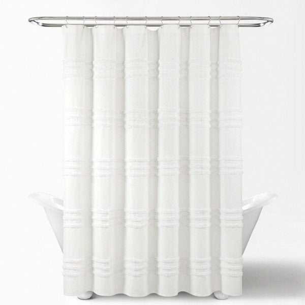 Boho Kendra Tufted Yarn Dyed Recycled Cotton Blend Shower Curtain