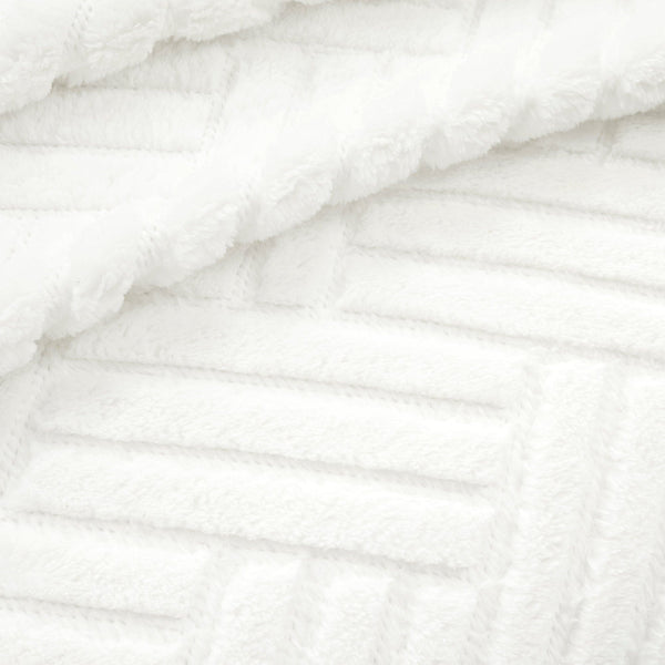 Super Cozy Ultra Soft Sherpa Jacquard Geo Blanket/Bedspread