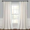 Luxury Modern Flower Linen Like Embroidery Border Window Curtain Panel - 52"W x 84"L / Blue