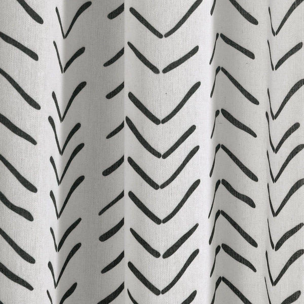Hygge Modern Arrow Faux Linen Window Curtain Panel Set