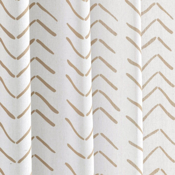 Hygge Modern Arrow Faux Linen Window Curtain Panel Set