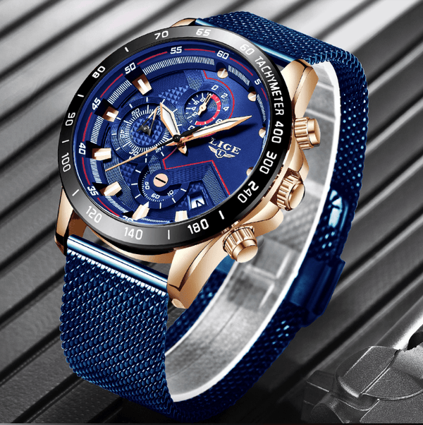 Men's Sports Waterproof Watch With  Stainless Steel Bracelet Unique Design Perfect Gift For Your Man