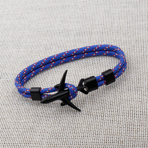 Modern Fashion Airplane Anchor Bracelets Men Charm Rope Chain Paracord Bracelet Women Male Air Force Style Wrap Metal Sport Hook Gift