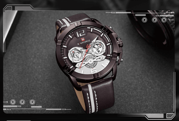 Waterproof  Quartz  Man Leather Sport Wrist Watch  Luxury Unique Design Perfect Gift