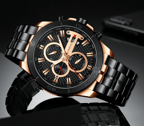 Men's Waterproof  Watch With Chronometers Day View And Fluorescent Hands Unique  Luxury Design  Perfect Gift
