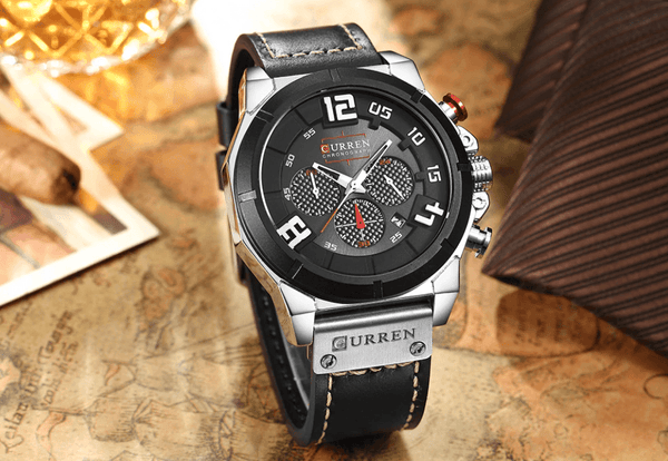 Men's Sport Waterproof Watch With Chronometers Large Numbers And Fluorescent Hands Perfect Gift For Your Man