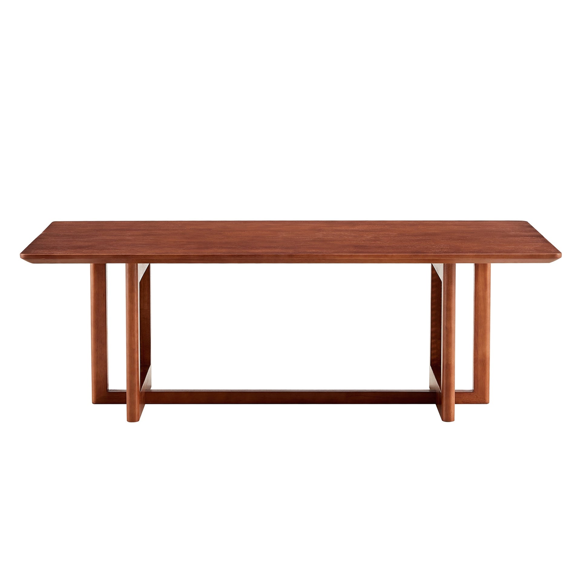 Natural Rubberwood and Solid Wood Coffee Table with Rattan Weave, Modern Minimalist
