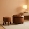 Twenty FourInch Round PU Leatherette Storage Ottoman
