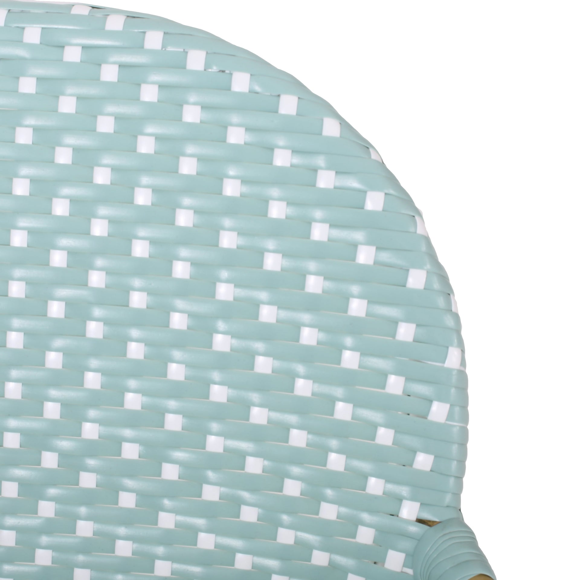 Outdoor Wicker and Aluminum 29.5' French Barstools, Set of 2, Teal, Bamboo Print Finish