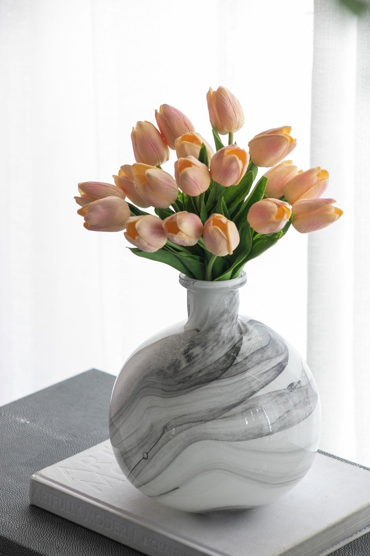 Modern Marble-Inspired Decorative Accent Vase
