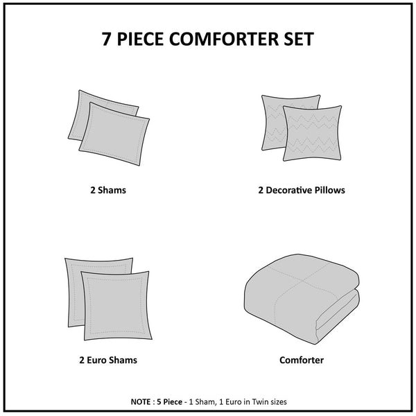 Brooklyn Cotton Jacquard Comforter Set with Euro Shams and Throw Pillows - Gifts for You 'n Me