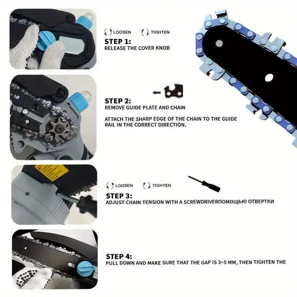 21V 4-6 Inch Cordless Chainsaw Kit with Built-in Lubrication, Battery and Charger
