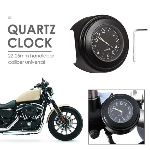 22-25mm Multi-functional Motorcycle Handlebar Mount Clock Universal Waterproof Motorcycle Handlebar Watch  Durable Practical Classic Waterproof Luminous Quartz Watch