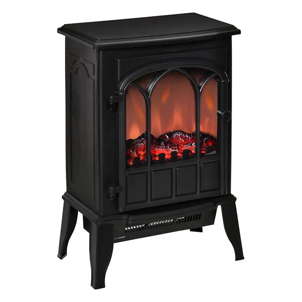 22.8 Inch Freestanding Electric Fireplace Heater 1500W Adjustable Flames Black