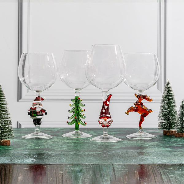 3D Christmas Tree Wine Glasses Jersey Art Glass