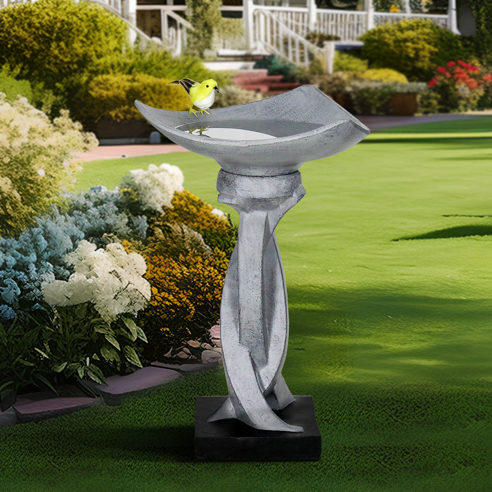 Concrete Modern Bird Bath Sculptural Twist 23 Inch
