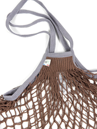 Filt Brown Cotton Grey Handle Shopper Medium -220SEPIA.POIGNEE.GRIS.LEAD