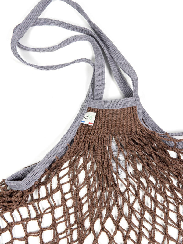 Filt Brown Cotton Grey Handle Shopper Medium -220SEPIA.POIGNEE.GRIS.LEAD