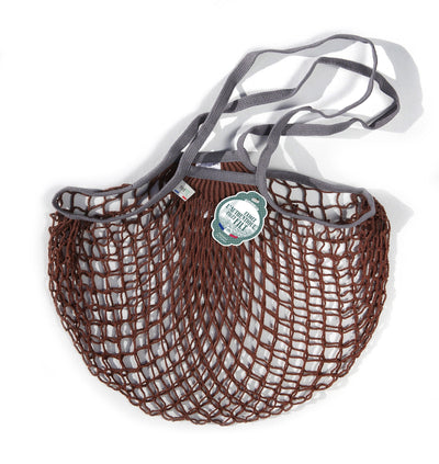 Filt Brown Cotton Grey Handle Shopper Medium -220SEPIA.POIGNEE.GRIS.LEAD