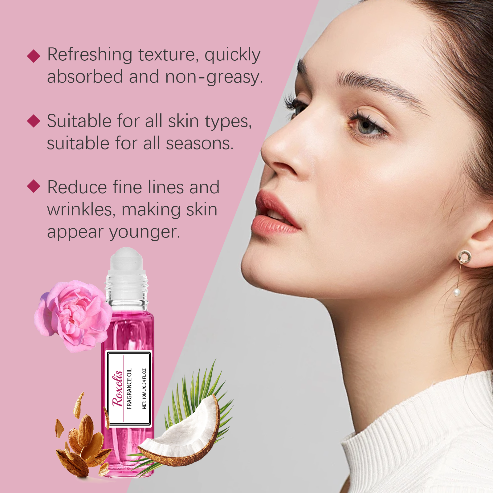 Women's Roll-On Perfume Rose Wrist And Neck With Fragrance Portable Portable Fresh Niche Fragrance Perfume