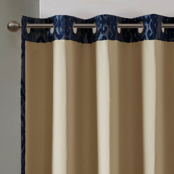 Mirage Knitted Jacquard Damask Total Blackout Grommet Top Curtain Panel by SunSmart - Gifts for You 'n Me