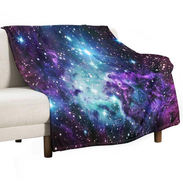 Fox Fur Nebula Teal Turquoise Purple Throw Blanket