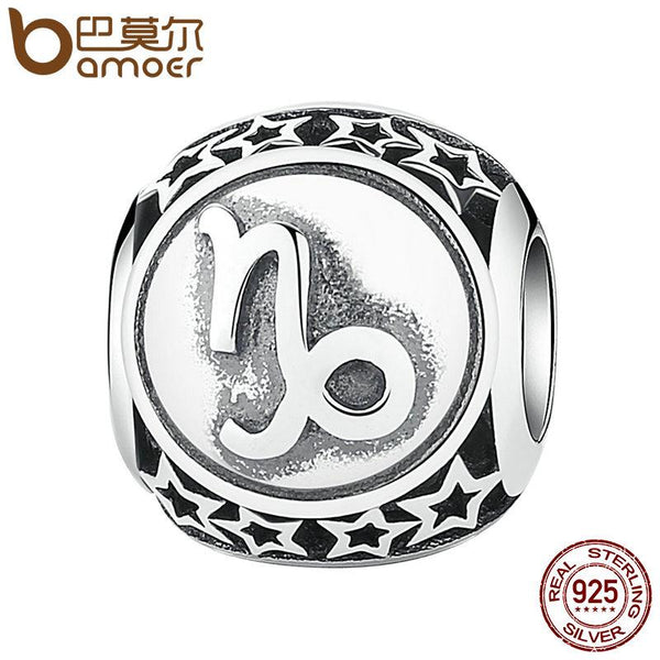 BAMOER 925 Sterling Silver Aquarius Star Sign Zodiac Beads Charms fit Bracelets PSC048
