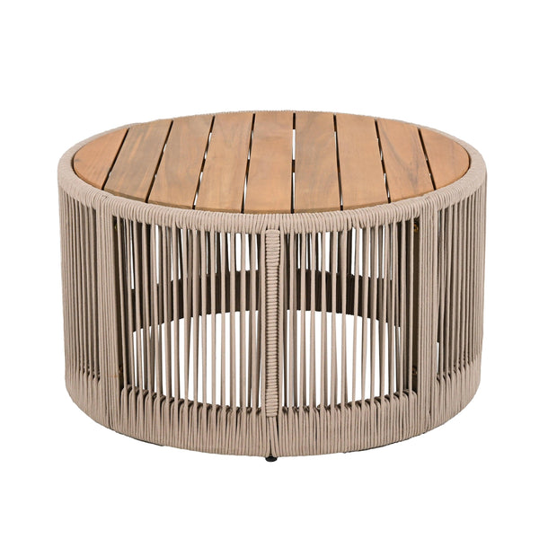 Outdoor Rattan Rope & Acacia Wood Coffee Table