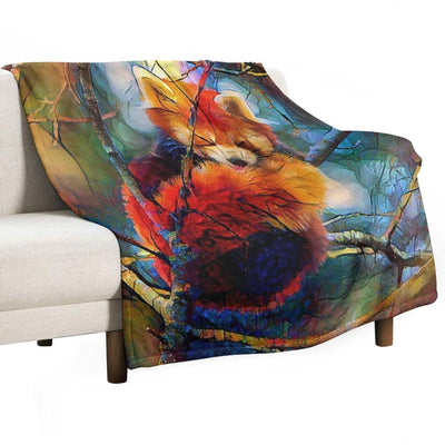 Autumnal Red Panda Throw Blanket