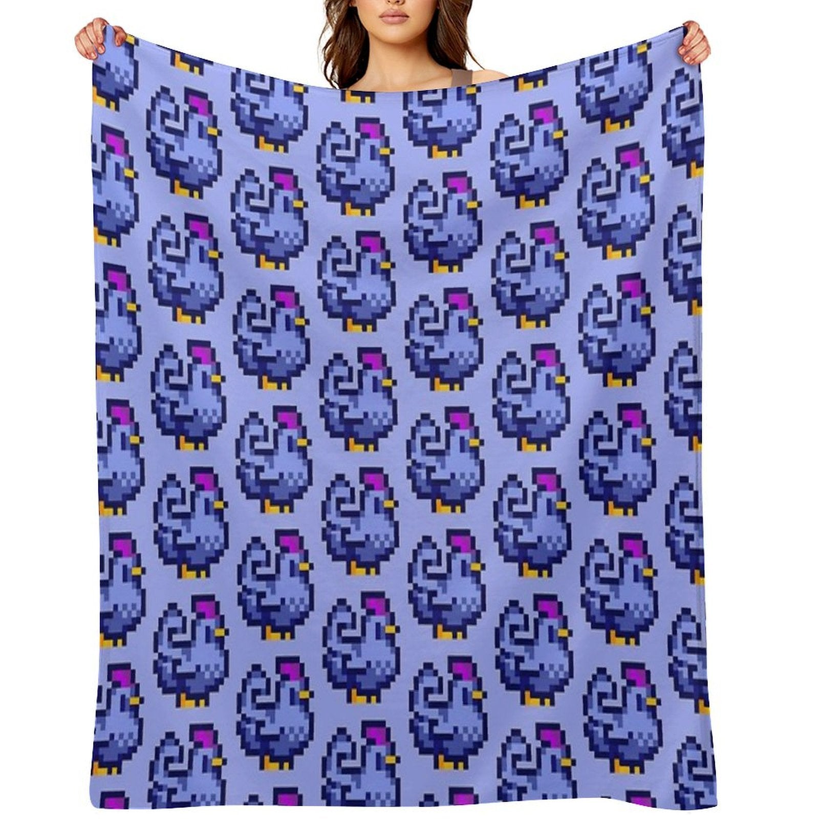 Blue Chicken Stardew Valley Plush Throw Blanket