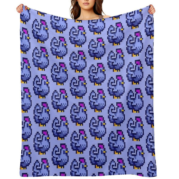 Blue Chicken Stardew Valley Plush Throw Blanket