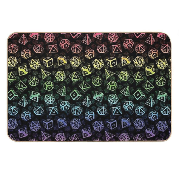 D20 Dice Set Pattern (Rainbow) Bath Mat
