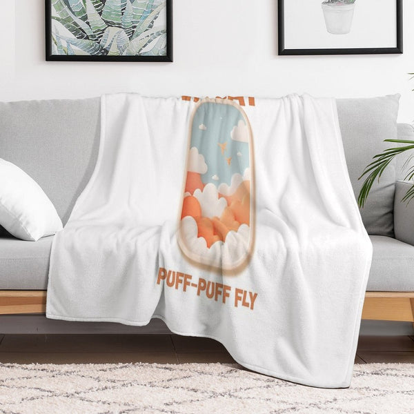 Let's Vacay T-Shirt, Puff-Puff Fly, Airplane Window View Tee, Travel Lover Gift, Vacation Mode Apparel, Summer Holiday Shirt Comfort Throw Blanket