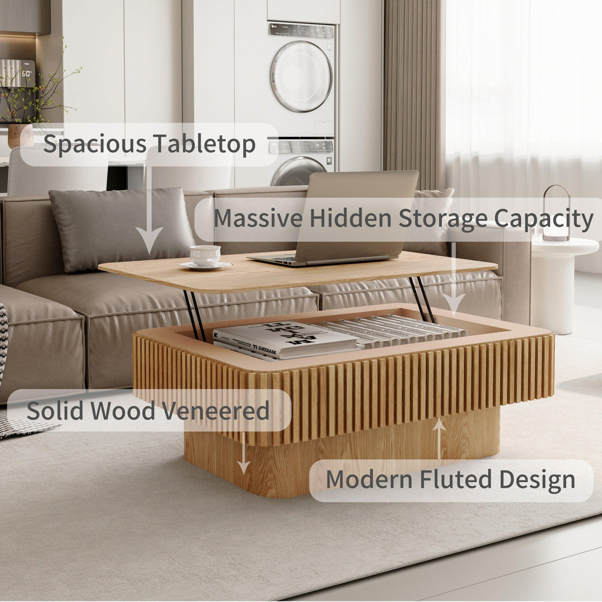 Modern Lift-Top Coffee Table with Hidden Storage