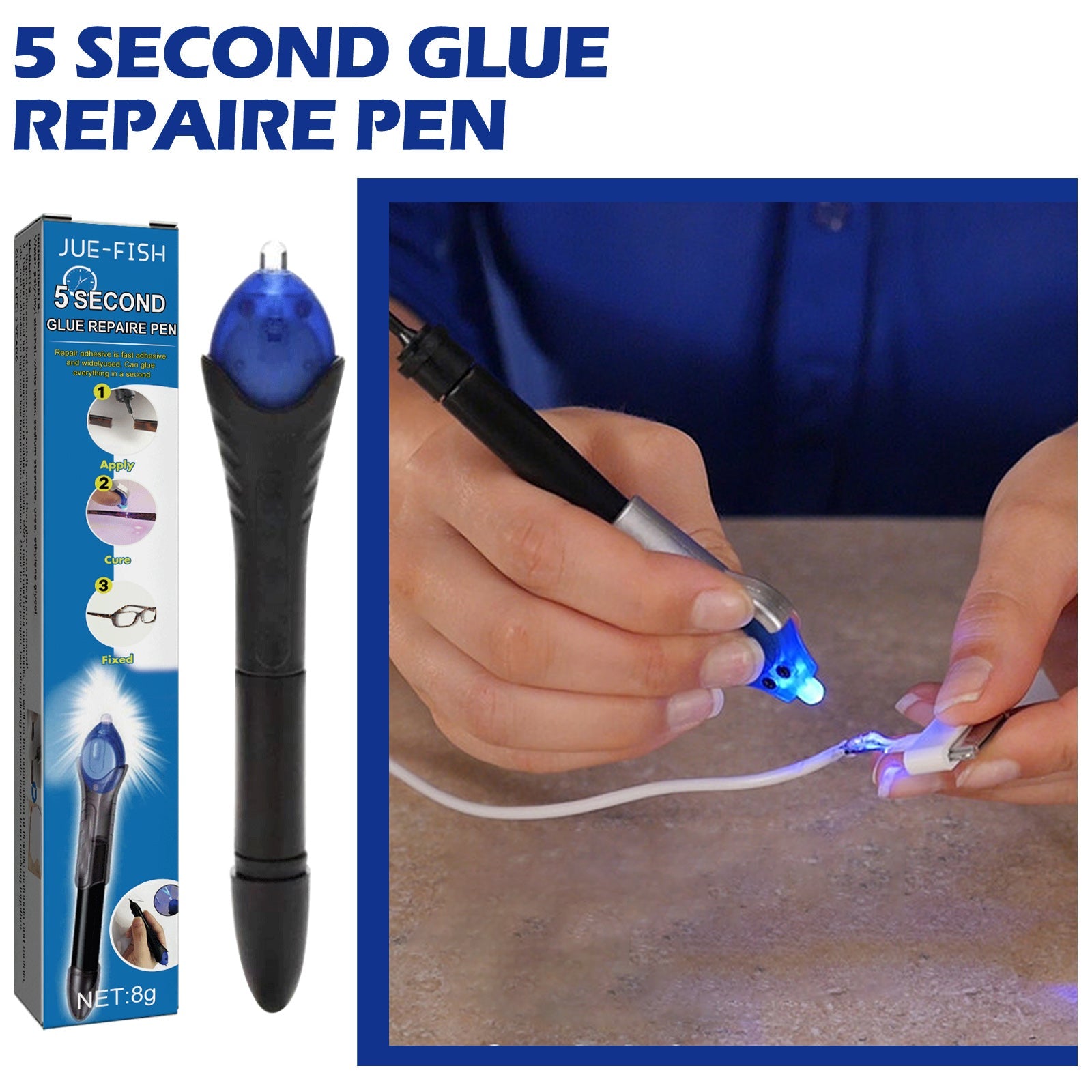 UV UV Curing Glue Pen, 5 Seconds Repair Plastic Ceramic Cable High And Low Temperature Resistant Adhesive