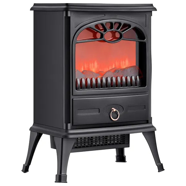 22.8 Inch Freestanding Electric Fireplace Heater 1500W Adjustable Flames Black