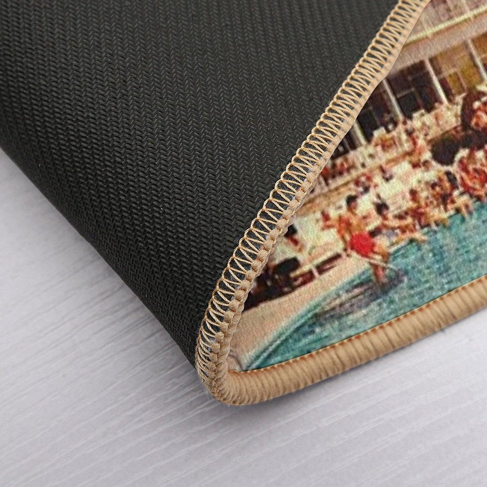 Lunar Pool Life - Retro-Futuristic Holiday Resort, Science Fiction Collage  Fade-Resistant Bath Mat
