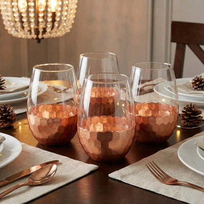 Daphne Copper Set of 4 Stemless Glasses 20OZ.