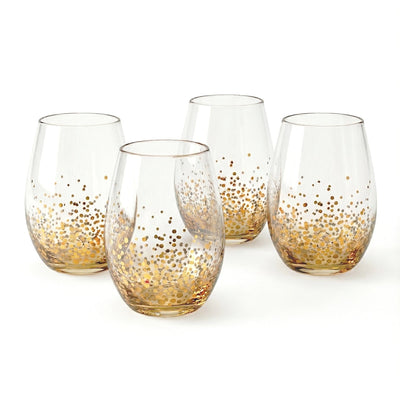 Gold Luster Set of 4 Stemless Glasses 20oz.