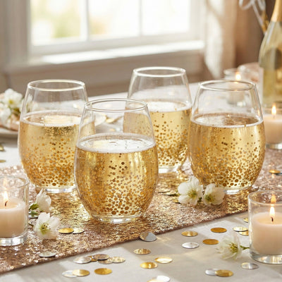 Gold Luster Set of 4 Stemless Glasses 20oz.